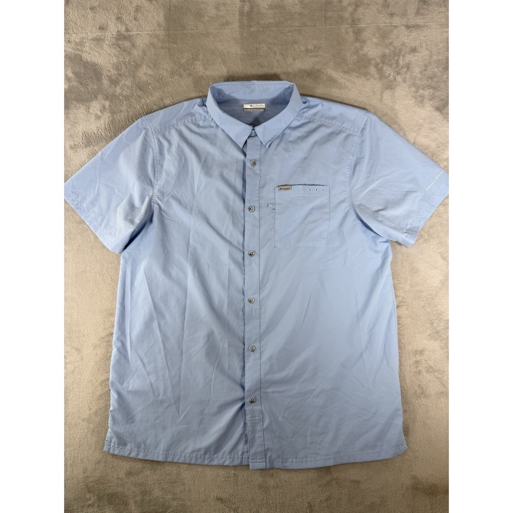 Columbia Shirt Men's Large Bluefin Winds Camp Vented Short Sleeve Button Up
